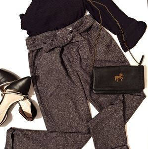 Paperbag tweed dress pants.